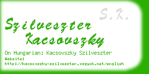 szilveszter kacsovszky business card